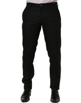 Dolce & Gabbana Black Linen Skinny Leg Dress Trouser Pants