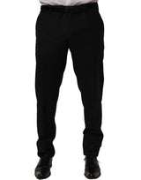 Dolce & Gabbana Black Wool Skinny Leg Dress Trouser Pants