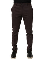 Dolce & Gabbana Brown Cotton Skinny Leg Dress Trouser Pants