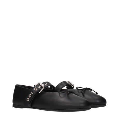 Miu Miu Black Leather Ballet Flats