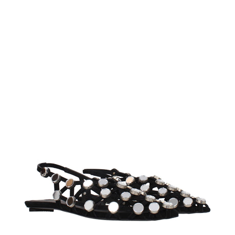 The Attico Black Leather Ballet Flats