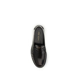 Prada Brown Calf Leather Bos Taurus Slip-On Loafers
