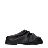 The Attico Black Leather Slippers