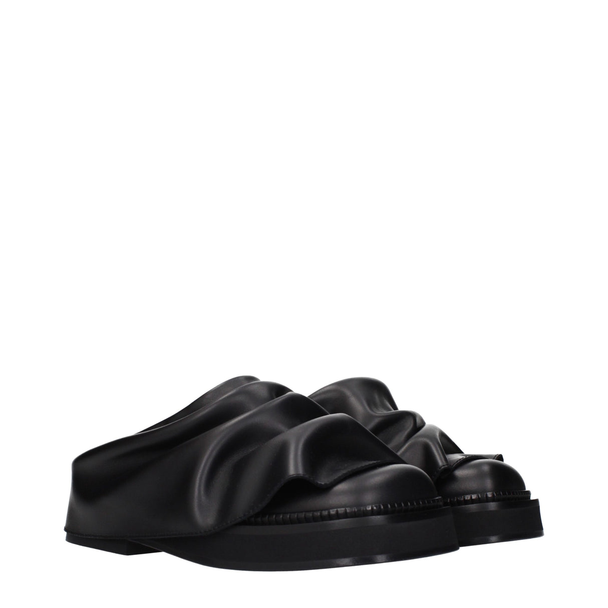 The Attico Black Leather Slippers