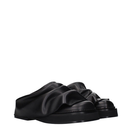 The Attico Black Leather Slippers