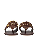 Valentino Garavani Brown Leather Flip-Flop Sandals