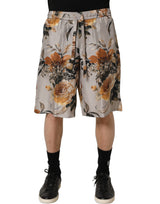 Dolce & Gabbana Beige Floral Print Silk Men Bermuda Shorts
