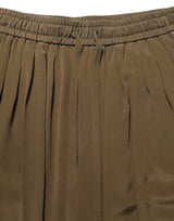 Dolce & Gabbana Brown Silk Mid Waist Pleated Bermuda Shorts