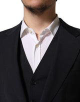 Dolce & Gabbana Black Wool Slim Fit Formal 3 Piece Men Suit