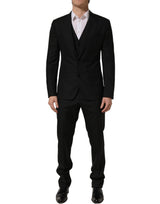Dolce & Gabbana Black Stripes Slim Fit Formal 3 Piece Suit