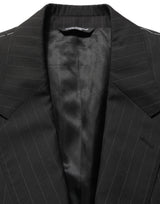 Dolce & Gabbana Black Stripes Slim Fit Formal 3 Piece Suit
