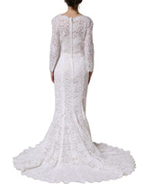 Dolce & Gabbana White Floral Lace Mermaid Long Gown Dress