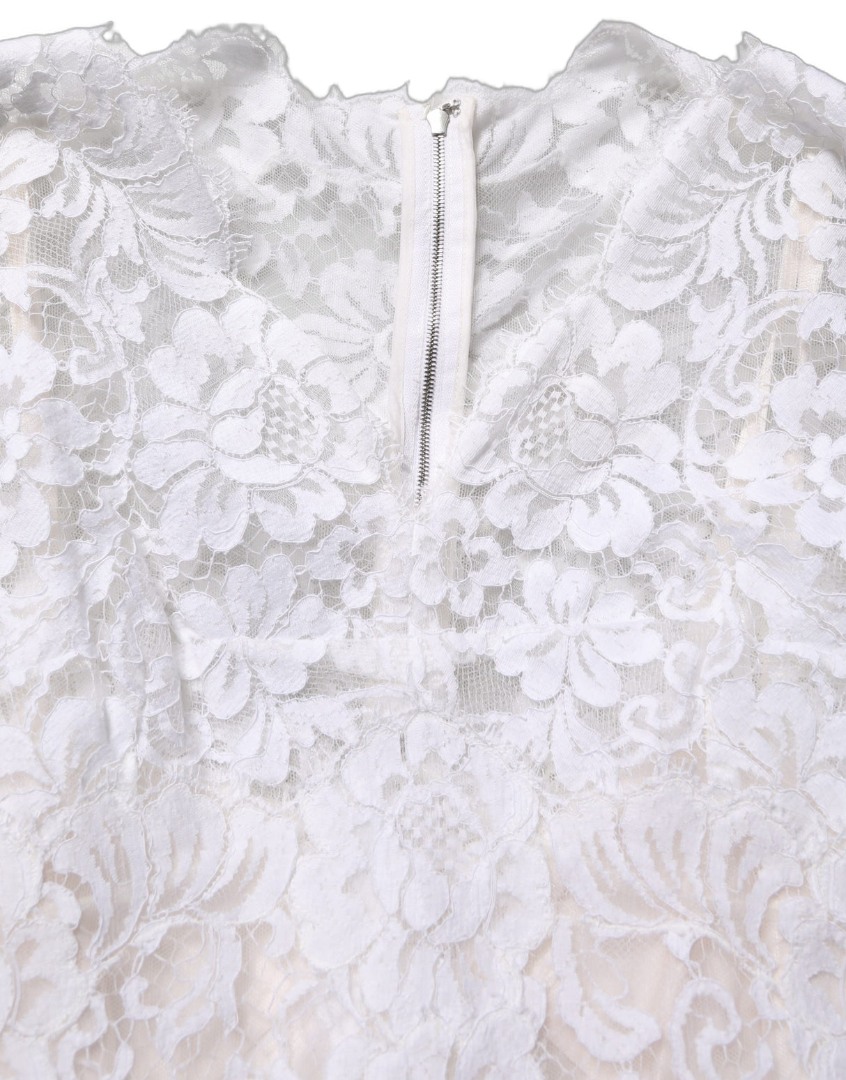 Dolce & Gabbana White Cotton Floral Lace Long Gown Dress