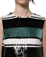 Dolce & Gabbana Multicolor Sequined Sleeveless Shift Dress