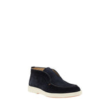 Santoni Blue Calf Leather Bos Taurus Ankle Boots