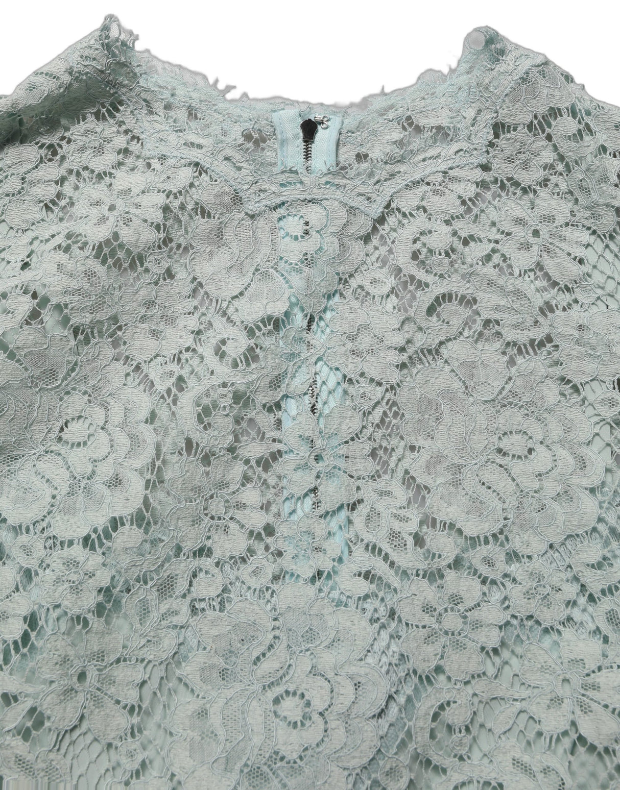 Dolce & Gabbana Mint Green Lace Sleeveless Knee Length Dress