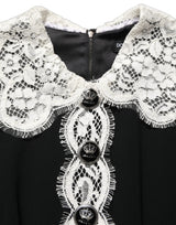 Dolce & Gabbana Black Lace Detailing Long Sleeves Midi Dress