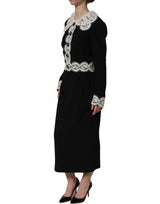 Dolce & Gabbana Black Lace Detailing Long Sleeves Midi Dress