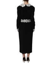 Dolce & Gabbana Black Lace Detailing Long Sleeves Midi Dress