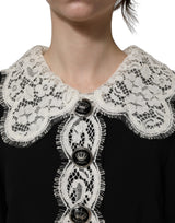 Dolce & Gabbana Black Lace Detailing Long Sleeves Midi Dress