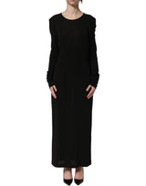 Dolce & Gabbana Black Cotton Long Sleeves Sheath Maxi Dress