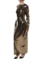 Dolce & Gabbana Metallic Gold Polyester LongSleeve Maxi Dress