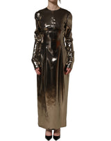 Dolce & Gabbana Metallic Gold Polyester LongSleeve Maxi Dress