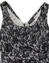 Dolce & Gabbana Black White Floral Lace Sleeveless Midi Dress