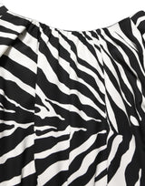 Dolce & Gabbana Black White Zebra Ruched Silk Mini Dress
