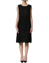 Dolce & Gabbana Black Floral Lace Sleeveless Shift Dress