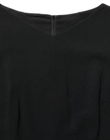 Dolce & Gabbana Black Viscose Short Sleeve A-line Midi Dress