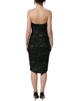 Dolce & Gabbana Green Leopard Print Bustier Draped Midi Dress