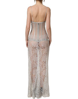 Dolce & Gabbana Gray Lace Corset Style Bodice Maxi Dress