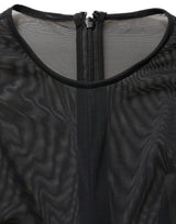 Dolce & Gabbana Black Long Sleeve Sheer Fitted Maxi Dress