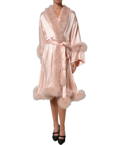 Dolce & Gabbana Light Pink Silk Turkey Feather Wrap Midi Dress