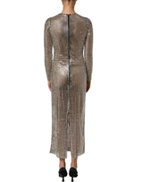 Dolce & Gabbana Beige Crystal Embellished Long Gown Dress