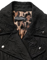 Dolce & Gabbana Black Floral Brocade Biker Blouson Jacket