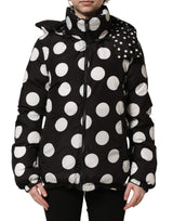 Dolce & Gabbana Black White Polka Dot Hooded Blouson Jacket