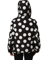 Dolce & Gabbana Black White Polka Dot Hooded Blouson Jacket