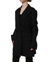 Dolce & Gabbana Black Double Breasted Crepe Blazer Jacket