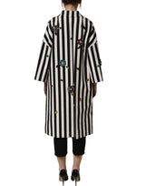 Dolce & Gabbana Black White Striped Embellished Coat Jacket