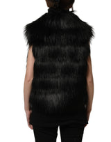 Dolce & Gabbana Black Acrylic Faux Fur Sleeveless Vest Jacket