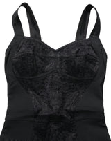 Dolce & Gabbana Black Floral Lace Corset Bodycon Bodysuit