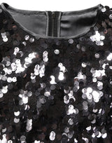 Dolce & Gabbana Black Sequined Long Sleeves Crop Blouse Top