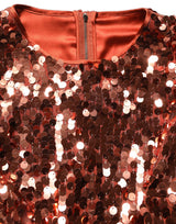 Dolce & Gabbana Red Sequined Long Sleeves Crop Blouse Top
