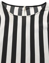 Dolce & Gabbana Black White Stripes Round Neck Blouse Top