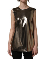 Dolce & Gabbana Metallic Bronze Roundneck SleevelessTank Top