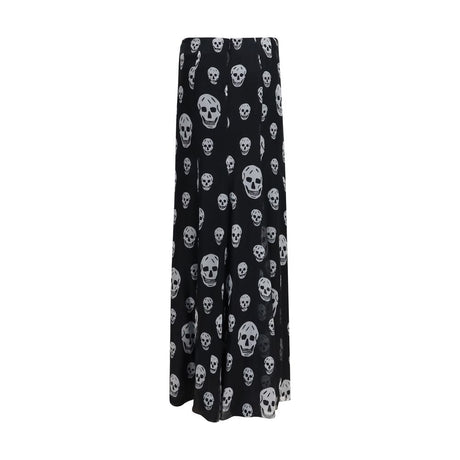 Alexander McQueen Black Silk Long Skirt