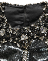 Dolce & Gabbana Metallic Gray Sequin Embellished Blouse Top