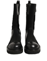 Dolce & Gabbana Black Patchwork Leather Mid Calf Boots Shoes